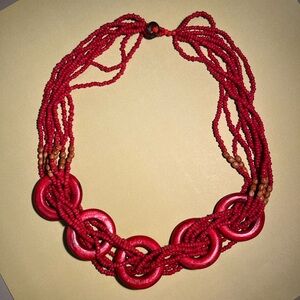 Elegant Red Beaded Necklace